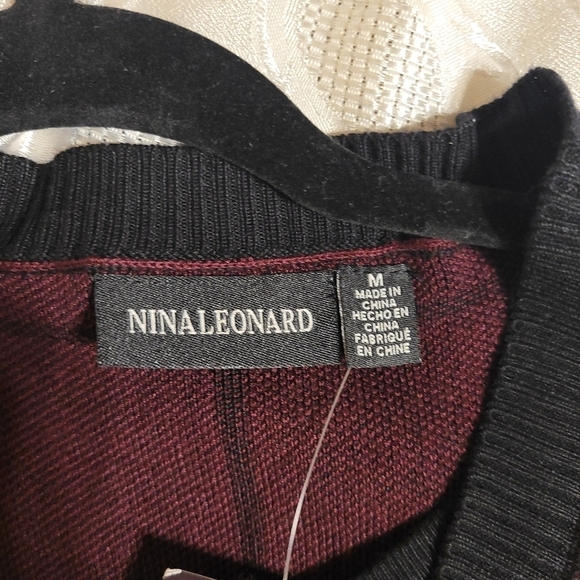 Nina Leonard women's  Dress/Cardigan  in Deep Wine/Black Medium  NWT - Picture 11 of 12
